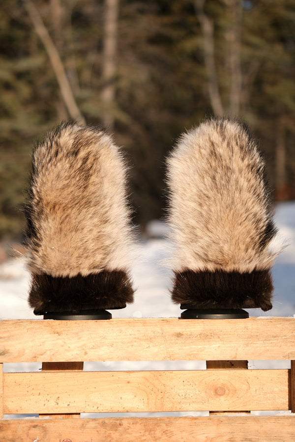 Yukon Timber Wolf Fur Mittens
