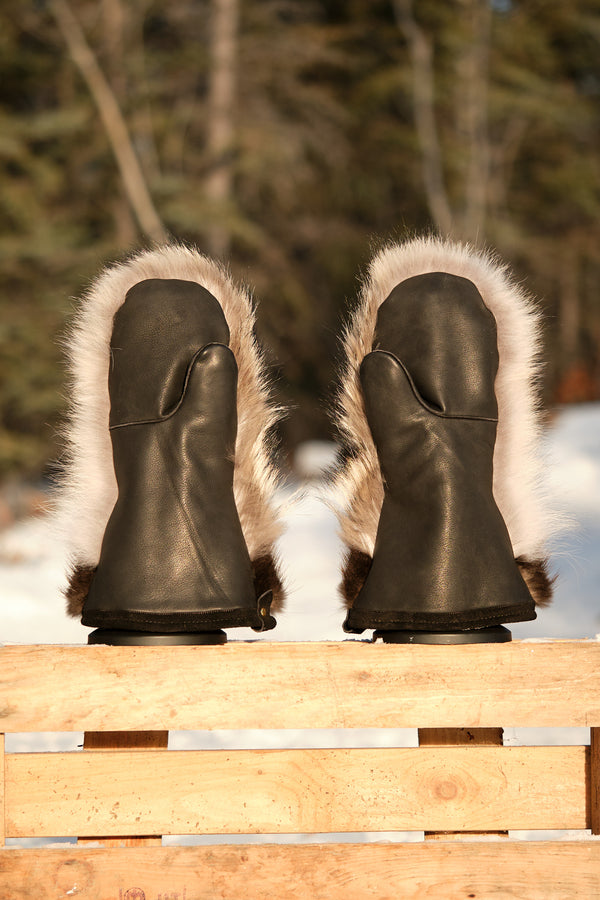 Yukon Timber Wolf Fur Mittens