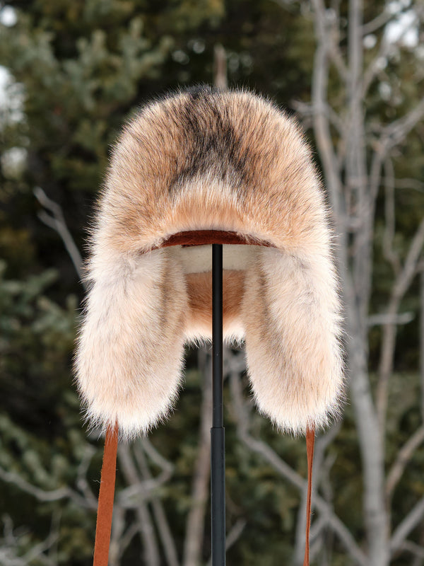 Wolf Half Fur Trapper Hat