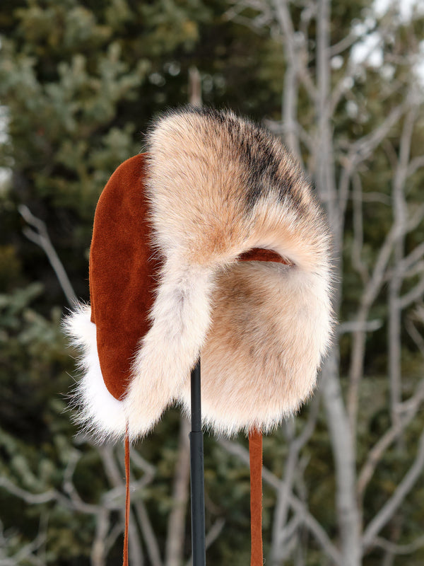 Wolf Half Fur Trapper Hat